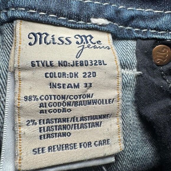 Miss Me blue bootcut embellished low rise jeans JE8032BL Size 26 - Picture 6 of 8